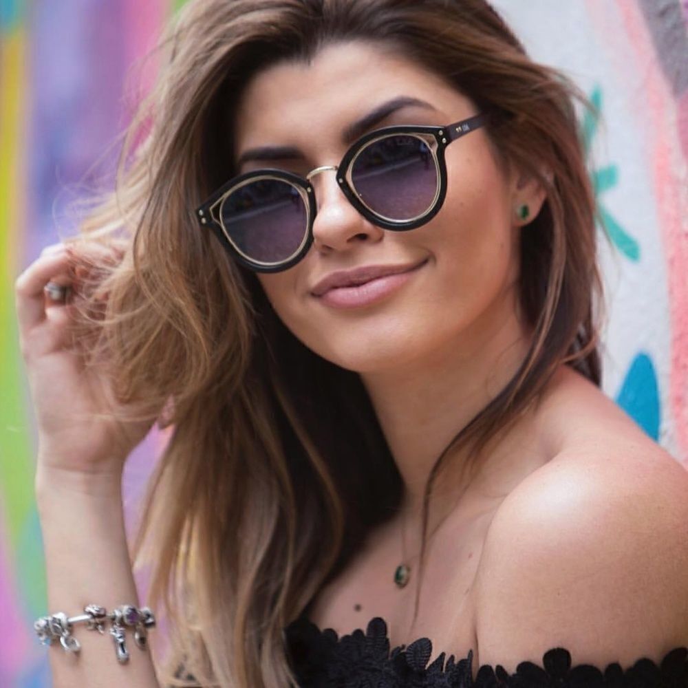 Cute Retro Style Black Gold Sunglasses